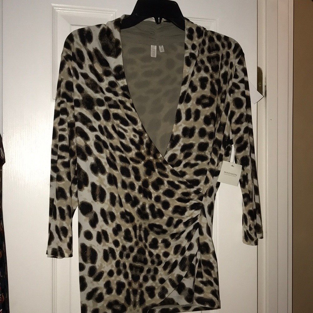 Ladies Madison V-neck wrap Shirt